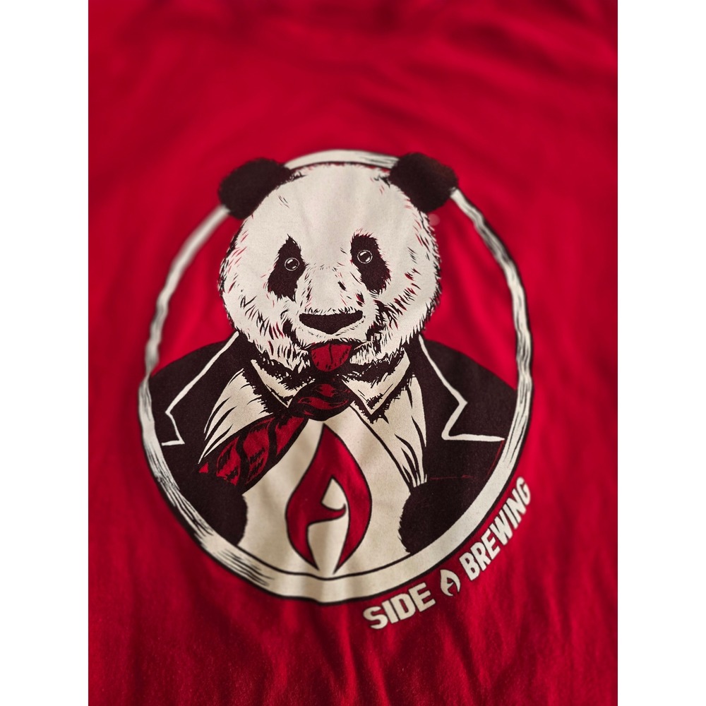 Side A Brewing Panda Graphic T Shirt Red Hanes Nano T Mens Size L /0508